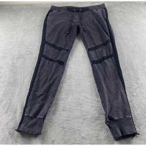 Liebeskind Berlin Womens XL Moto Joggers Acid Wash Black Side Stripe Ankle Zip‎